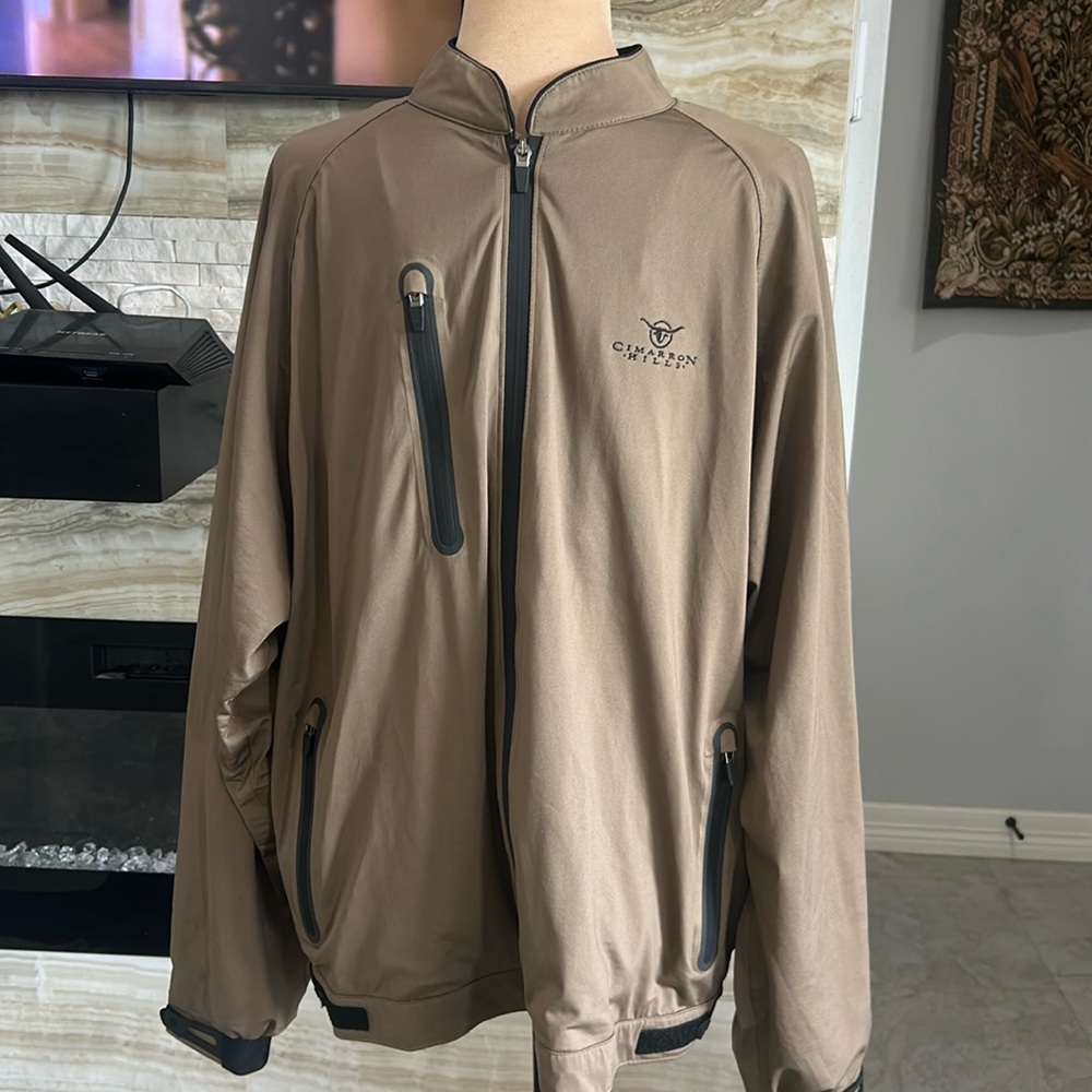 Sun Mountain Rainflex Golf Jacket. Full Zip Tan Side Zip Pockets. Size L‎